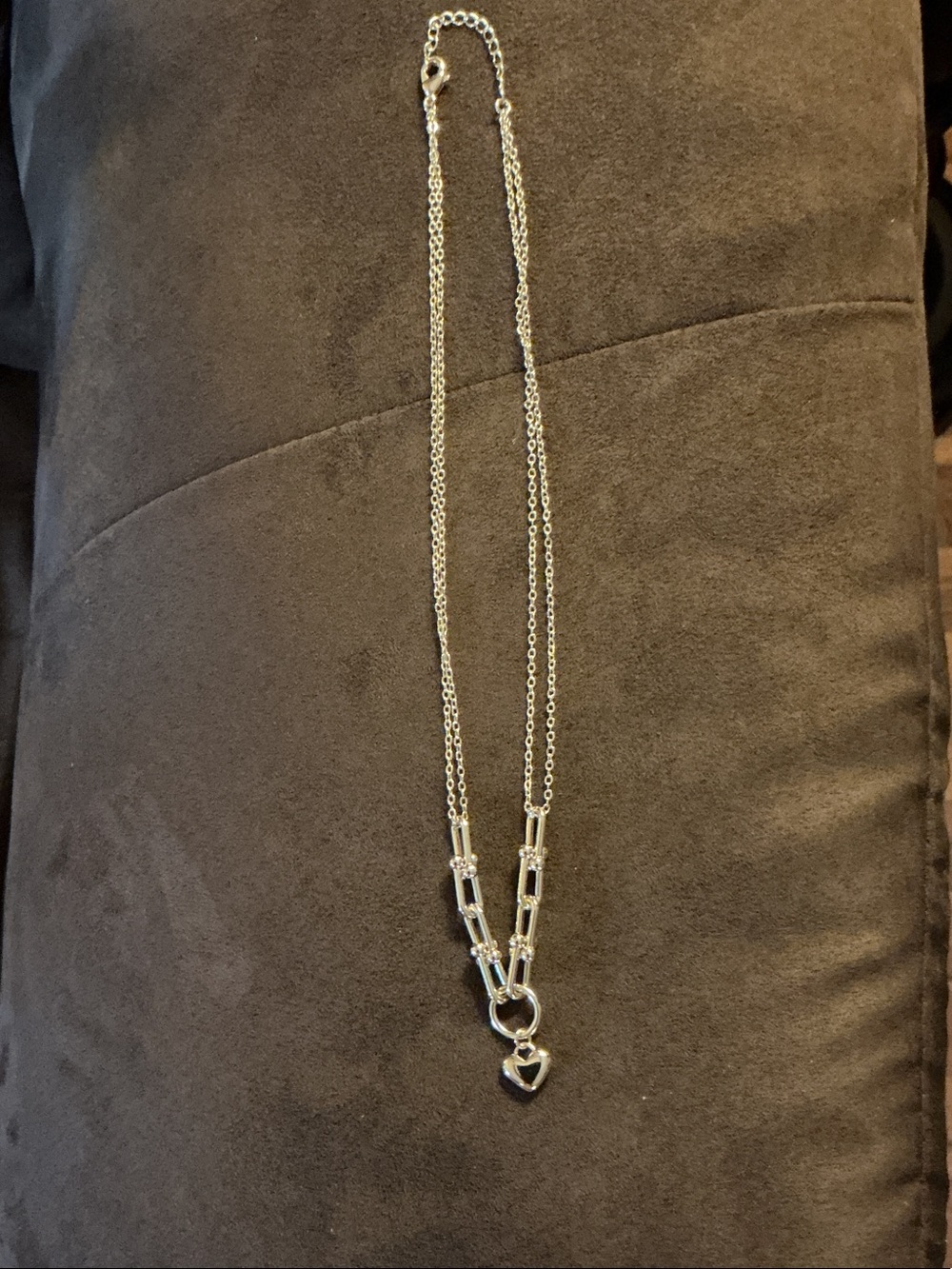 Pretty Bird gold Heart Pendant Double-Chain Necklace